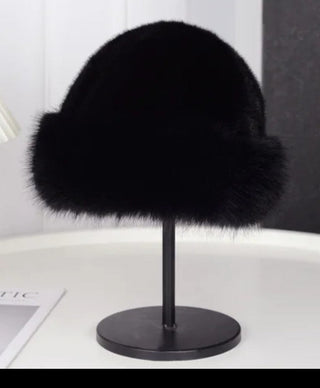 Unisex Black Fur Bucket Hat