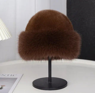 Unisex Brown Fur Bucket Hat