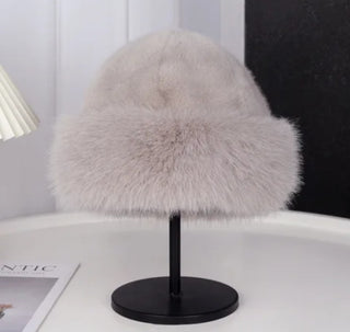 Unisex Grey Fur Bucket Hat